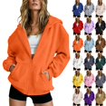 thumbnail image 1 of BFRGSIJ Full Zip Up Hoodie for Women Drawstring Hooded Sweatshirt Lightweight Casual Fall Winter Jacket with Pocket S, 1 of 5