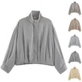 thumbnail image 1 of BFRGSIJ Gingham Jacket for Women Long Sleeve Stand Collar Zip Up Plaid Shacket Casual Preppy Outerwear for Spring Fall L, 1 of 5