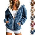 thumbnail image 1 of BFRGSIJ Leopard Print Zip Up Hoodie for Women Fleece Lined Hooded Jacket with Pockets Casual Streetwear Fall Winter Sweatshirt 2XL, 1 of 6