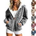 thumbnail image 1 of BFRGSIJ Leopard Print Zip Up Hoodie for Women Fleece Lined Hooded Jacket with Pockets Casual Streetwear Fall Winter Sweatshirt M, 1 of 6