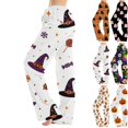 thumbnail image 1 of BFRGSIJ Women's Halloween Pajama Pants Baggy Wide Leg Drawstring Sleep Pants with Pockets Casual Loungewear Sleep Bottoms 2XL, 1 of 6