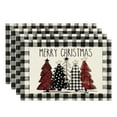 BFSAUHA 4PCS Christmas Placemat Cotton Linen Tablecloth Thermal Mat