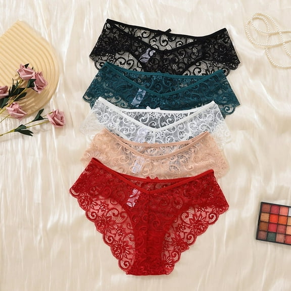 BFTBTY 5 Pack Women's Invisible Seamless Bikin Sexy Lace Underwear Half Back Coverage Panties