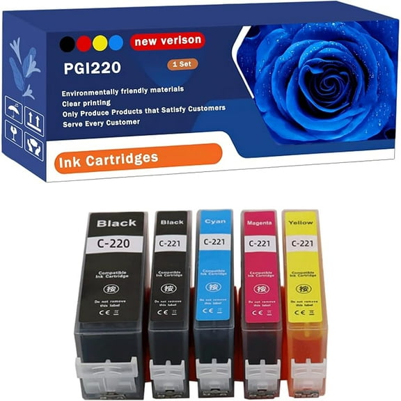 BFTC PGI220 Ink Cartridges Compatible for Canon Pixma MP 560 610 620 640 860 980 990 Pixma IP 3600 4600 4700 Printers, Print Up to 500 Pages, Bright Colors