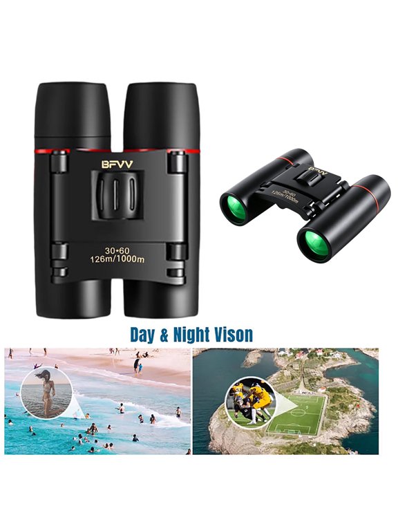 30x60 Pocket Compact Binoculars for Adults & Kids - High Power HD with Low-Light Night Vision, Ideal for Bird Watching, Hunting, Concerts, Outdoor Hiking - Small, Lightweight