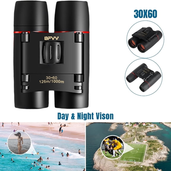 BFVV 30x60 Pocket Compact Binoculars for Adults & Kids - High Power HD with Low-Light Night Vision, Ideal for Bird Watching, Hunting, Concerts, Outdoor Hiking - Small, Lightweight