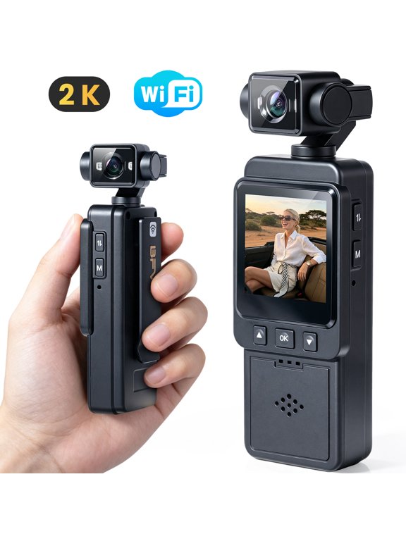 Action Body Vlogging Mini Pocket Camera - 360° Rotating Wide Angle Lens, Audio & Video Recording, Portable, Black