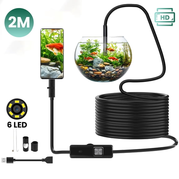 BFVV Endoscope Camera with Light,1920P HD Borescope Tools with 6 Adjustable LED Lights, Endoscope with Semi-Rigid Snake Cable, Auto/Home Inspection Borescope for Android & PC - 6.5ft