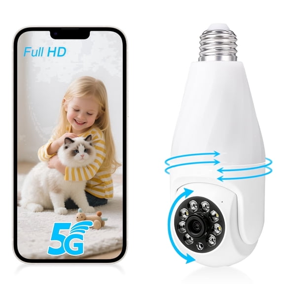 BFVV Light Bulbs Camera for Home - 360° Color Night Vision 1080p Security Cameras Wireless Wifi Indoor