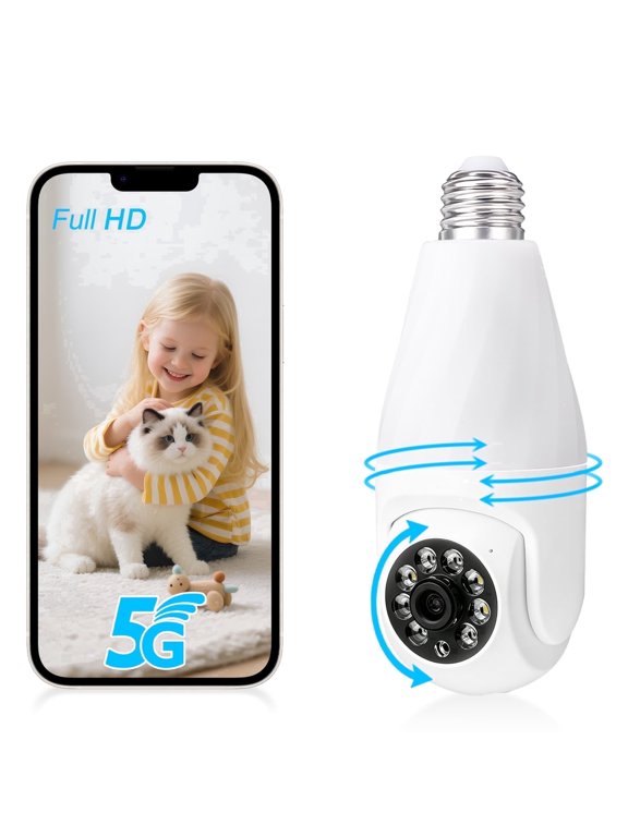 Light Bulbs Camera for Home - 360 Color Night Vision 1080p Security Cameras Wireless Wifi Indoor, Siren Alarms