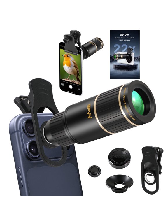 22X HD Telephoto Phone Lens - High Power Universal Camera Attachment for iPhone, Android & Samsung | Monocular Telescope Smartphone Kit