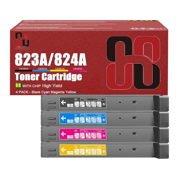 BFWR 823A 824A Toner Cartridges Compatible for HP CB380A CB381A CB383A CB382A Toner Cartridge Work for HP Color Laserjet CM6030 CM6030f CM6040f CP6015 CP6015dn Printers