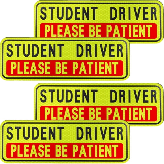 BFXM 4 PCS Student Driver Magnet for Car, New Driver Magnet for Car, Please Be Patient Funny Magnetic Student Driver,Reusable Movable Reflective Safety Warning Bumper Magnets