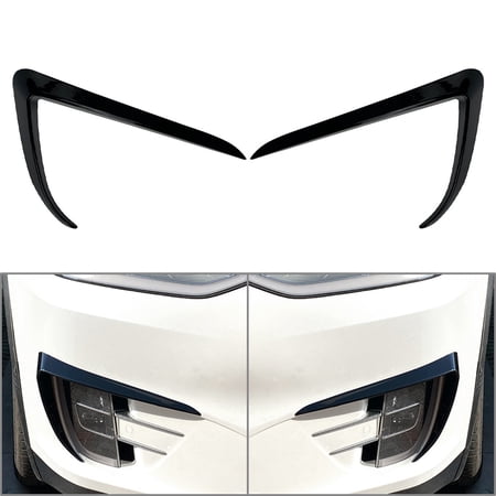 BFY 2PCS For Tesla Model X 15-20 Car Front Fog Light Lamp Eyebrow Cover Trim Black