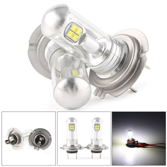 BFY 2pcs DC12-24V Car H7 6000K 80W 3000LM High Power LED Fog Driving Light Lamp Bulb White Lighting Replacement Bulbs