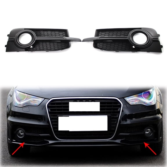BFY 2x Honeycomb Front Bumper Fog Light Grille For AUDI A1 8X 2011-2014 S-Line Black