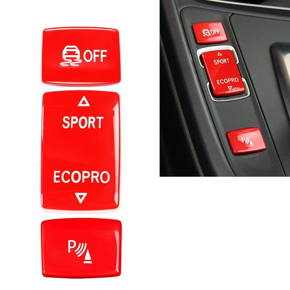 BFY 3x Gear Shift Button Trim for BMW F20 F21 F22 F23 F30 F31 F34 F32 F33 F36 Red