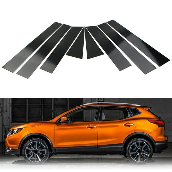 BFY 8Pcs Car Door Window Trim Pillar Posts Sticker Piano Cover Decoration For Nissan Rogue 2014 2015 2016 2017 2018 2019 2020