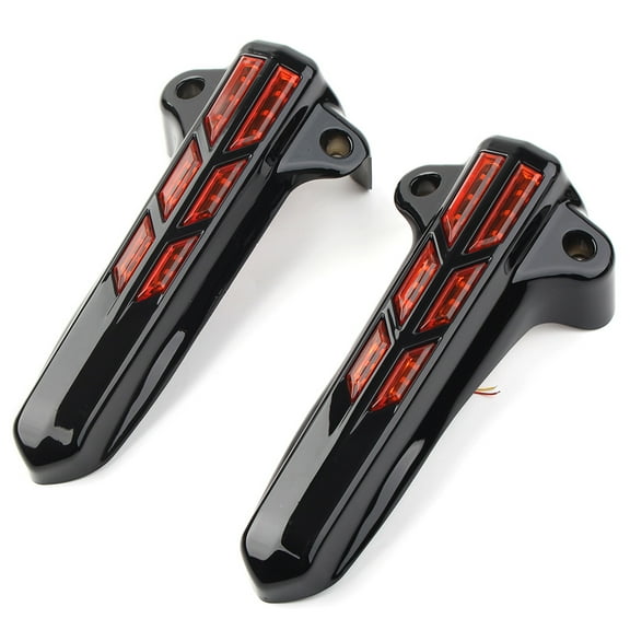 BFY Black Front Fork Boot Lower Cover Protector with LED Lights for Harley Touring FLHT FLHR FLHX FLTR 2014-2019, Amber Lens