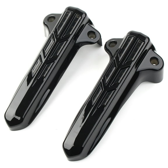 BFY Black Front Fork Boot Lower Cover Protector with LED Lights for Harley Touring FLHT FLHR FLHX FLTR 2014-2019, Smoke Lens