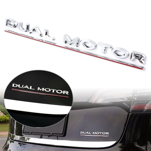 BFY Dual Motor Emblem Decals 3D Letter Rear Trunk Sticker For Tesla Model 3 Y X S Chrome