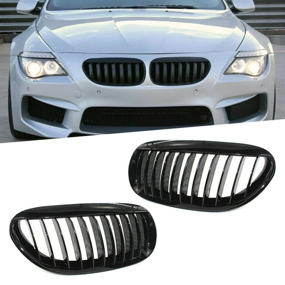 BFY Front Bumper Kidney Grille For BMW E63 E64 6 Series 650i M6 2004-2010 Gloss Black ABS Car-Styling Mesh Grill Replacement
