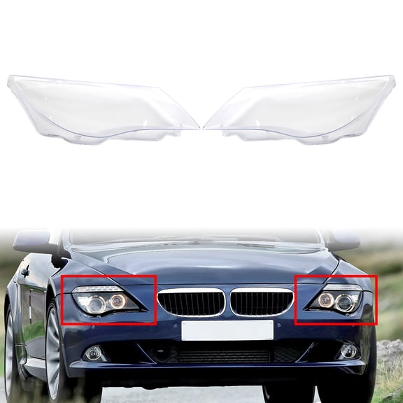 BFY Headlight Lens Headlamp Cover 2pcs for BMW 6 Series E63 E64 M6 08-10 Transparent