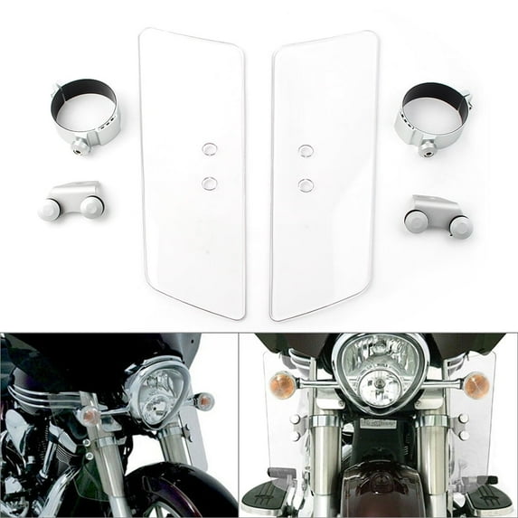 BFY Memphis Shades Fork Deflectors Fit for Honda Kawasaki Suzuki Yamaha Shadow Clear