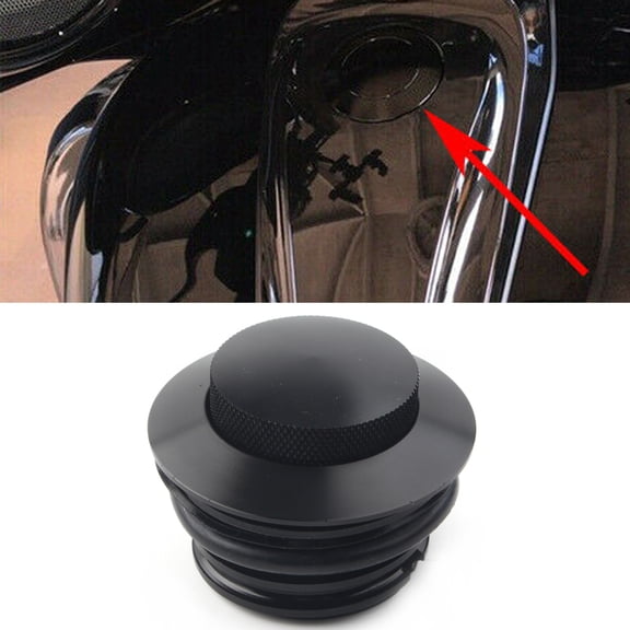 BFY for Harley Davidson Flush Pop Up Reservoir Gas Cap Vented Fuel Tank Cover Black