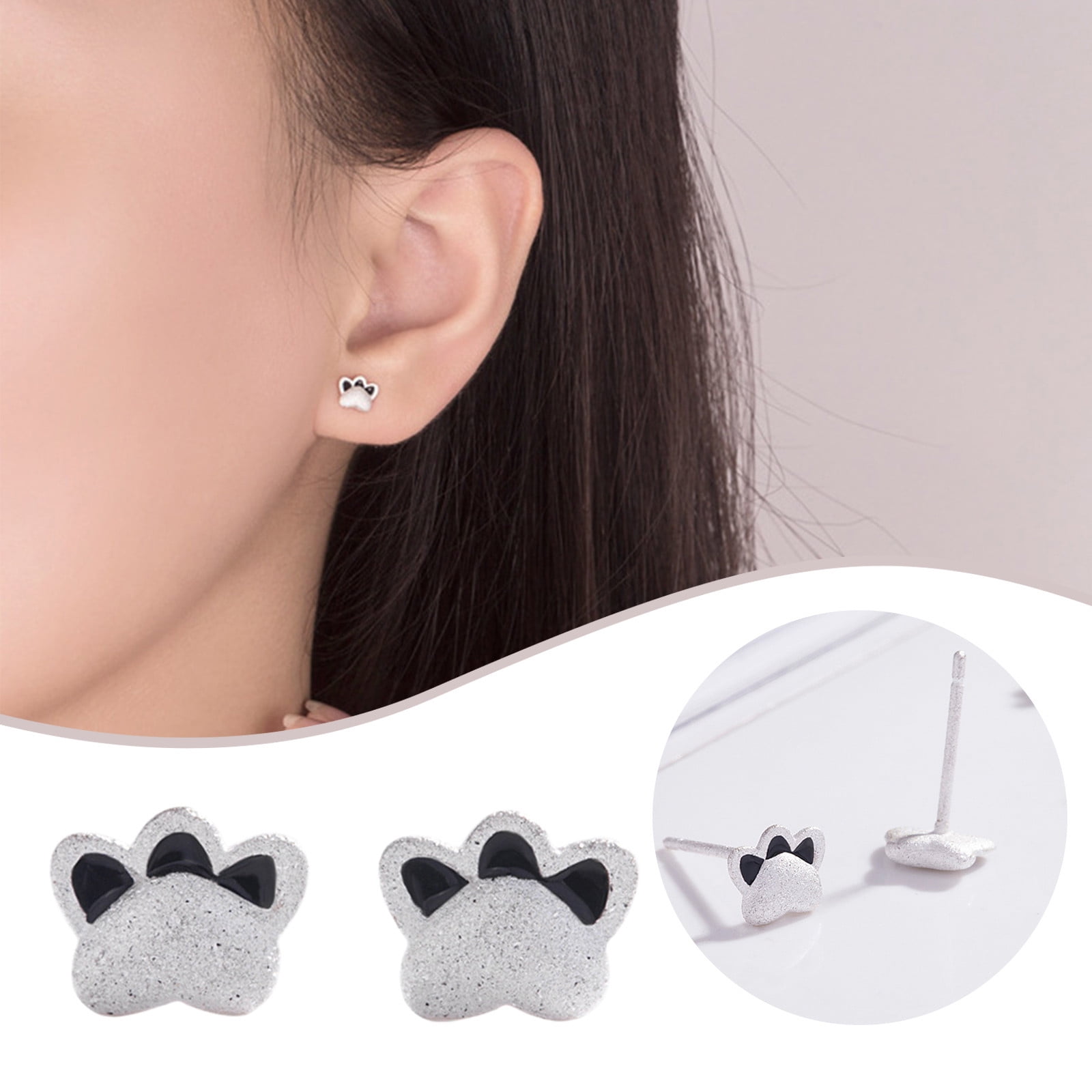 BFYSFBAIG Cat Footprint Mini Earrings Stud Animal Theme Design Jewelry
