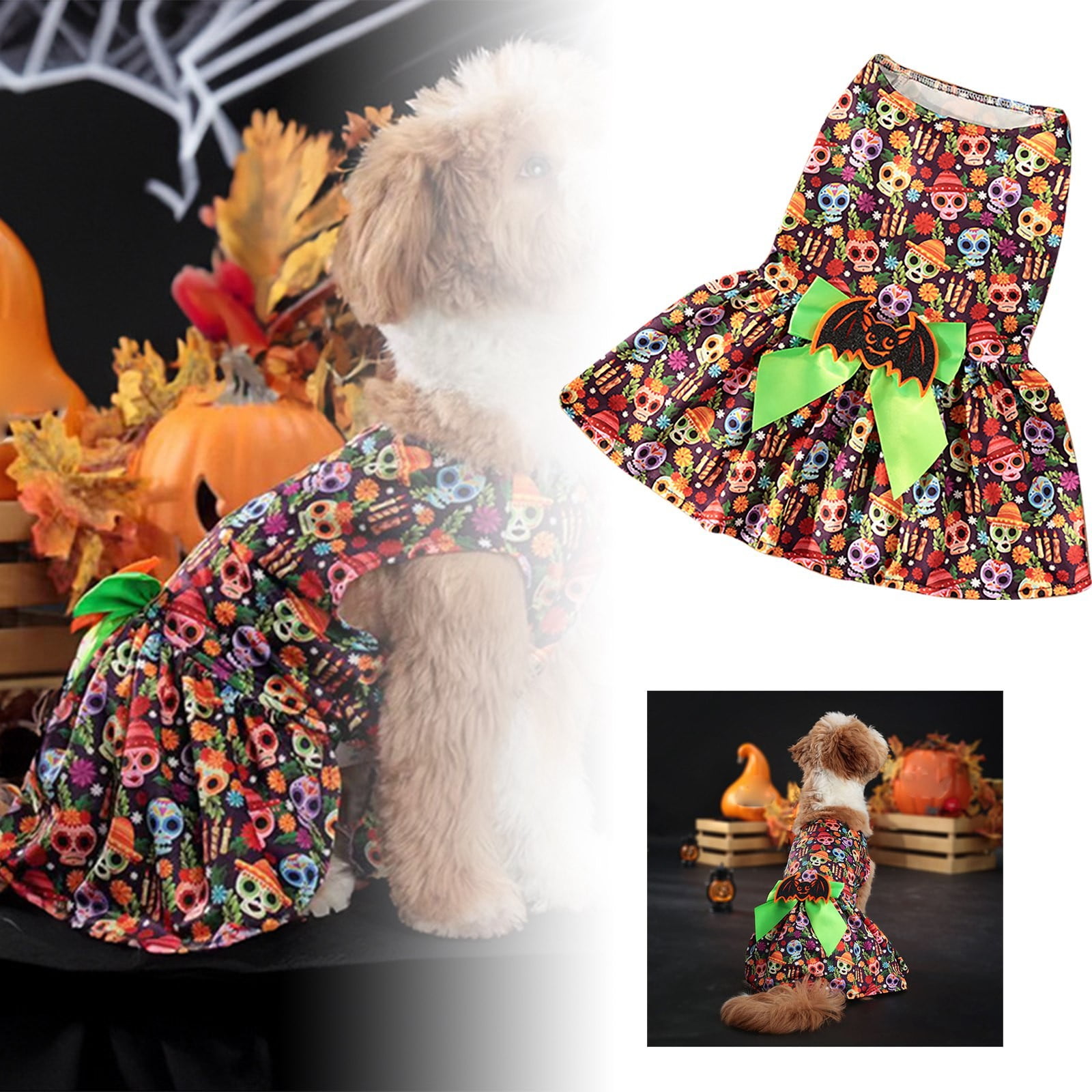 BFYSFBAIG Pet Party Dog Bat Dress Set Colorful Dog Set Party