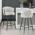 thumbnail image 1 of BFZ Bar Stools Set of 2 for Kitchen Counter, 26 inch Modern Fabric Counter Height Barstools, 360°Swivel Bar Chairs Stools with Woven Back and Footrest for Bar, Kitchen Island, 1 of 8