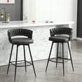 thumbnail image 1 of BFZ Bar Stools Set of 2, 26" Counter Height with Woven Back and Footrest, Black/Gray (Set of 2), 1 of 8