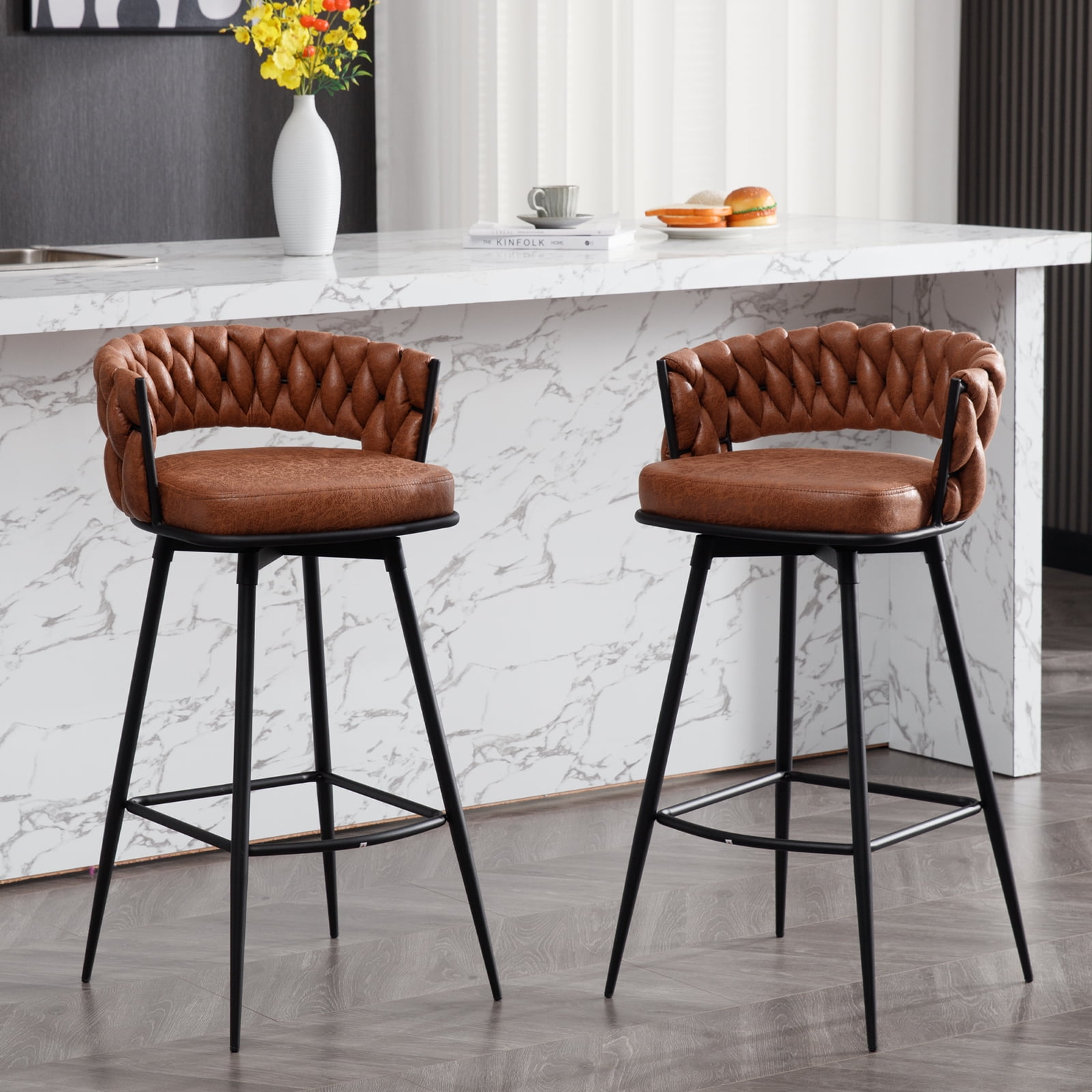 BFZ Swivel Bar Stool, Whiskeybrown (Set of 2)