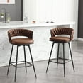 thumbnail image 1 of BFZ Upholstered Counter Height Woven Back Bar Stool, (Set of 2), 1 of 8