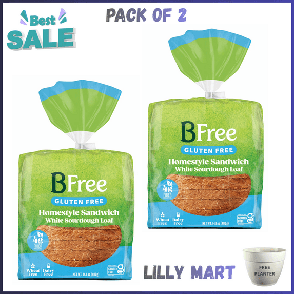 BFree Foods, Gluten Free, Homestyle Sandwich White Sourdough Loaf, 14.1oz, 1 loaf PACK OF 2