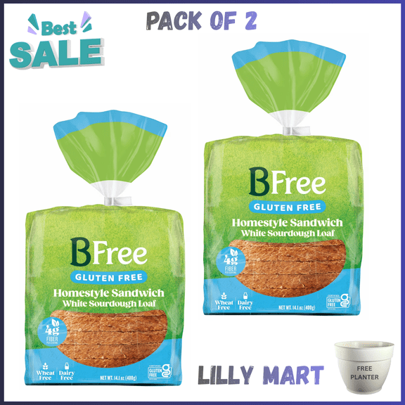 BFree Foods, Gluten Free, Homestyle Sandwich White Sourdough Loaf, 14.1oz, 1 loaf PACK OF 2
