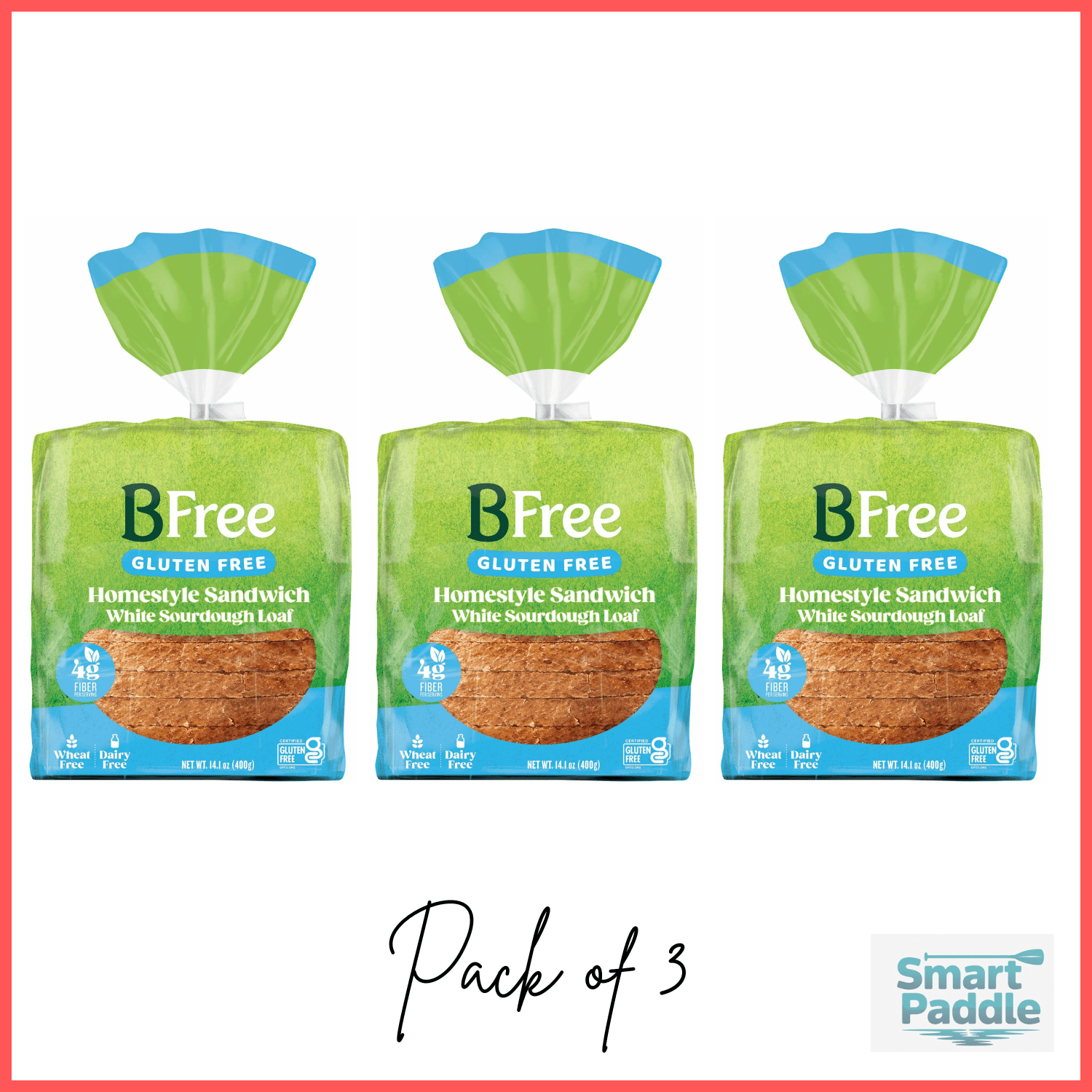 BFree Foods, Gluten Free, Homestyle Sandwich White Sourdough Loaf, 14.1oz, 1 loaf (Pack of 3)