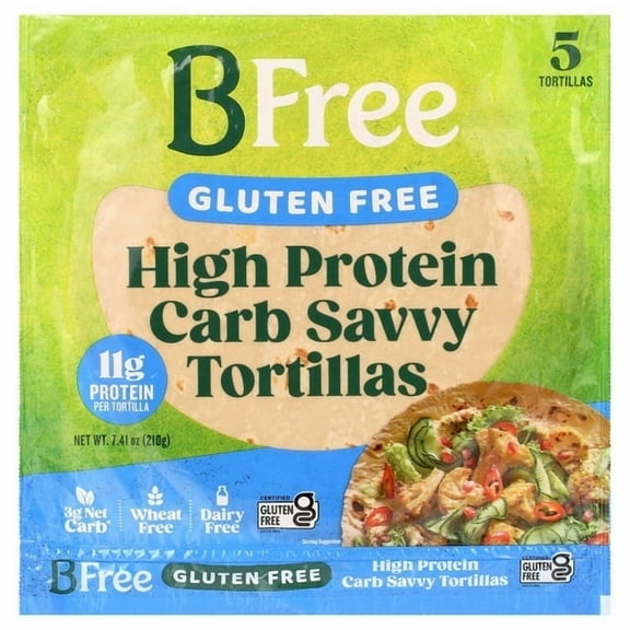 BFree Foods, Gluten Free Keto High Protein Carb Friendly Tortilla Wraps, 7.4oz, 5 Count (2 Pack)