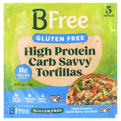 BFree Foods, Gluten Free Keto High Protein Carb Friendly Tortilla Wraps, 7.4oz, 5 Count