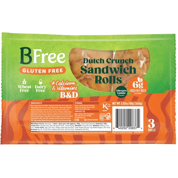 BFree Foods, Gluten Free, Sandwich Rolls, 3 Pack, 5.8oz