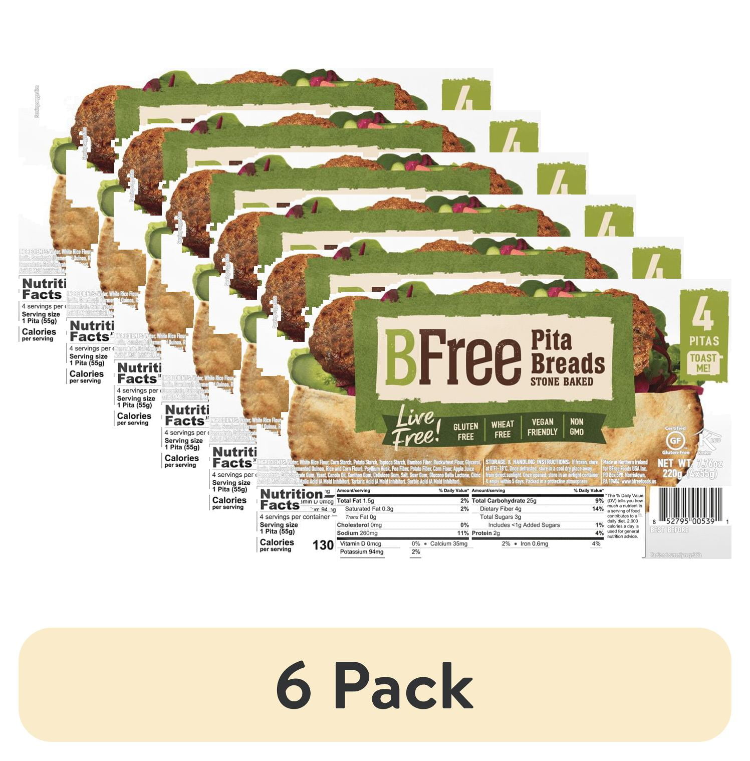 (6 pack) BFree Foods, Gluten Free, Stone Baked Pita Bread, 4 Count, 7