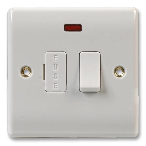 BG - 13A Switched Fused Spur with Neon + Flex Outlet, White