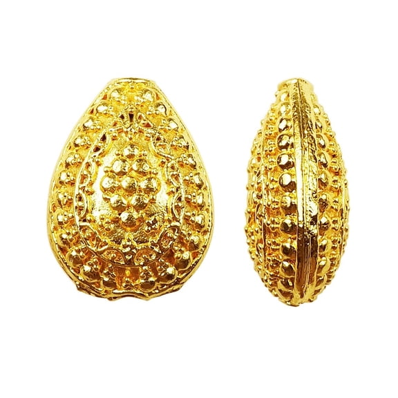 BG-144 18K Gold Overlay Designer Pear Shape Bali Bead