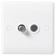 BG - 2 Gang Satellite + Coaxial Socket, White