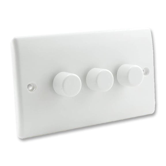 BG - 3 Gang 2 Way Push Dimmer Light Switch, 400W White