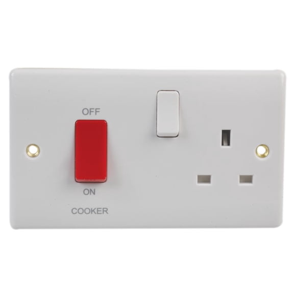 BG - 45A DP Cooker Control Switch with Socket, White