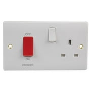 BG - 45A DP Cooker Control Switch with Socket, White