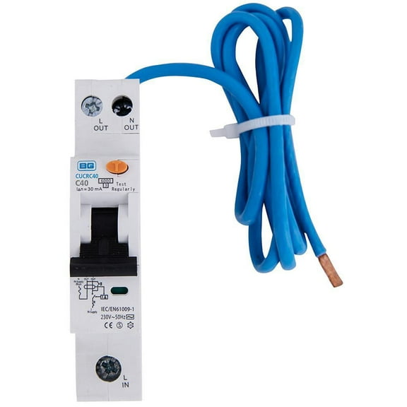 BG ELECTRICAL - 40A Single Pole Compact RCBO, C Curve, Type AC