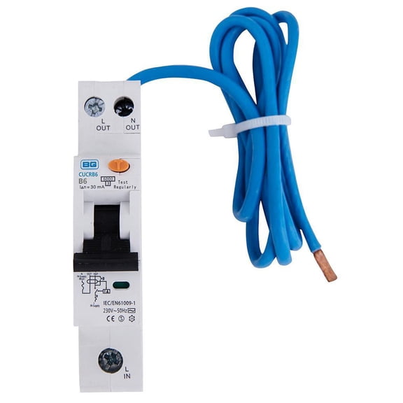 BG ELECTRICAL - 6A Single Pole Compact RCBO, B Curve, Type A